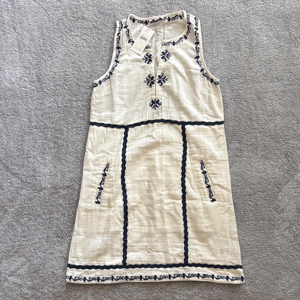 Ella Moss Cream and Black Embroidered Dress